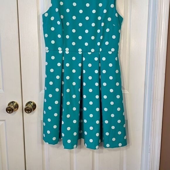 VINTAGE R&K GREEN w WHITE POLKA DOTS SIZE 14 - Picture 2 of 6